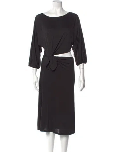 Pre-owned Ba&sh Bateau Neckline Midi Length Dress In Black