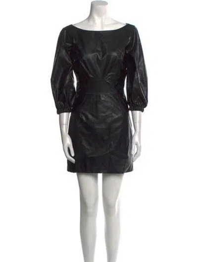 Pre-owned Ba&sh Bateau Neckline Mini Dress In Black
