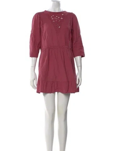 Pre-owned Ba&sh Bateau Neckline Mini Dress In Burgundy