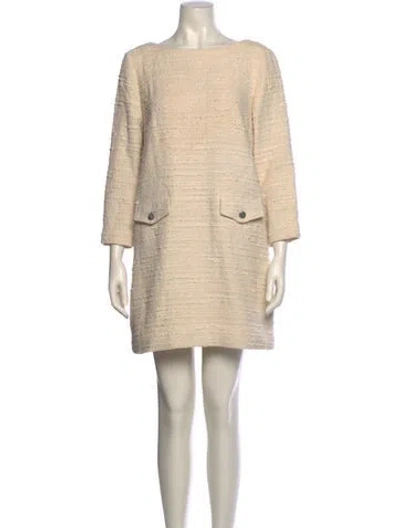 Pre-owned Ba&sh Bateau Neckline Mini Dress In Neutral