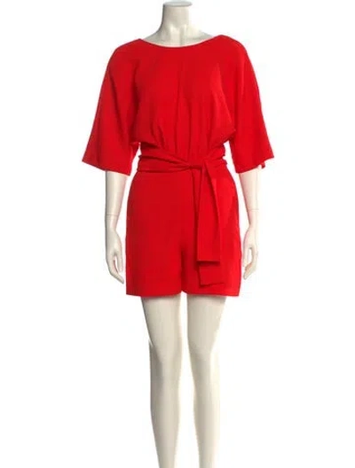 Pre-owned Ba&sh Bateau Neckline Romper In Red