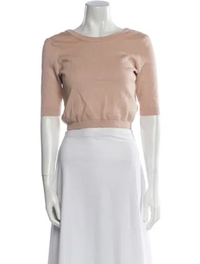 Pre-owned Ba&sh Bateau Neckline Short Sleeve Crop Top In Neutral