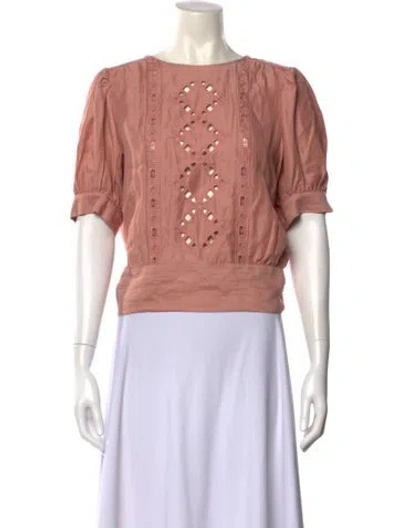 Pre-owned Ba&sh Bateau Neckline Short Sleeve Crop Top In Pink