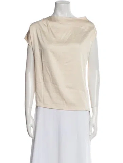 Pre-owned Ba&sh Bateau Neckline Short Sleeve Top W/ Tags In Neutral
