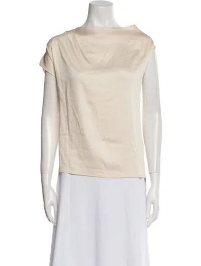 Pre-owned Ba&sh Bateau Neckline Short Sleeve Top W/ Tags In Neutral
