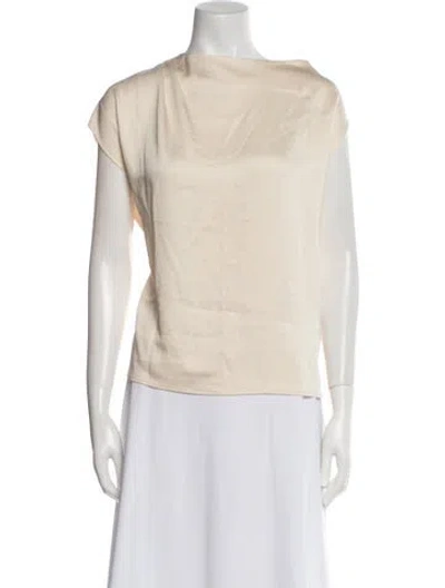 Pre-owned Ba&sh Bateau Neckline Short Sleeve Top W/ Tags In Neutral