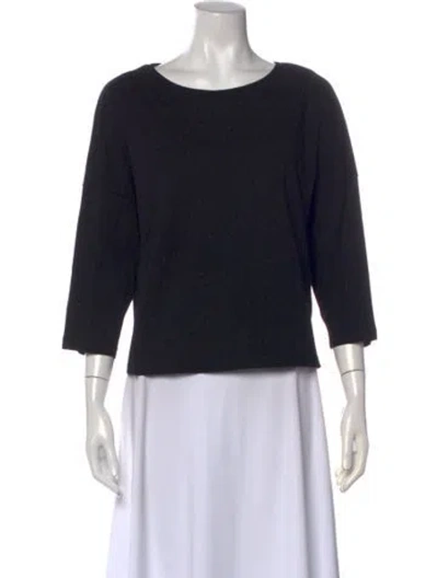 Pre-owned Ba&sh Bateau Neckline Three-quarter Sleeve Top In Black