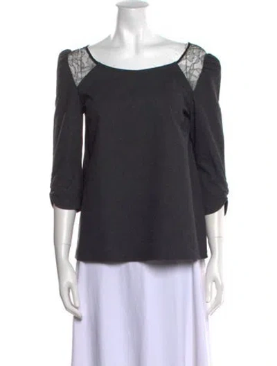 Pre-owned Ba&sh Bateau Neckline Three-quarter Sleeve Top In Gray