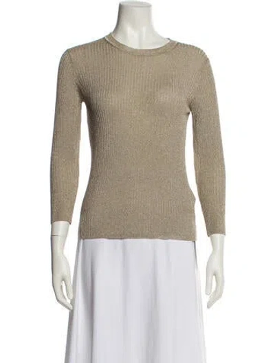 Pre-owned Ba&sh Bateau Neckline Three-quarter Sleeve Top In Neutral