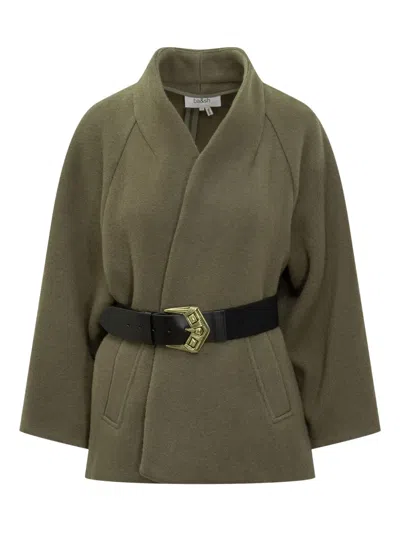 Ba&sh Coat With Waist Belt In Green