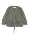 Ba&sh Belted Puff-sleeve Top In Gray