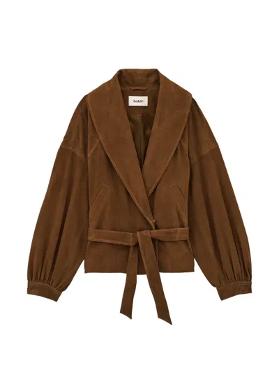 Ba&sh Belted Shawl-collar Coat In Brown