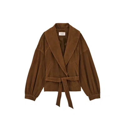 Ba&sh Belted Shawl-collar Coat In Brown