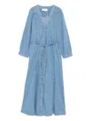 Ba&sh Belted V-neck Denim Dress In Blue