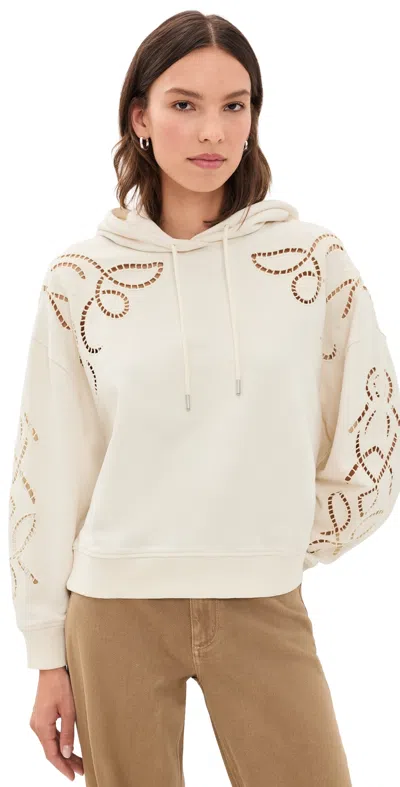 Ba&sh Beni Embroidered Hoodie Ecru In White
