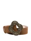 Ba&sh Binta Ornate-buckle Suede Belt In Brown
