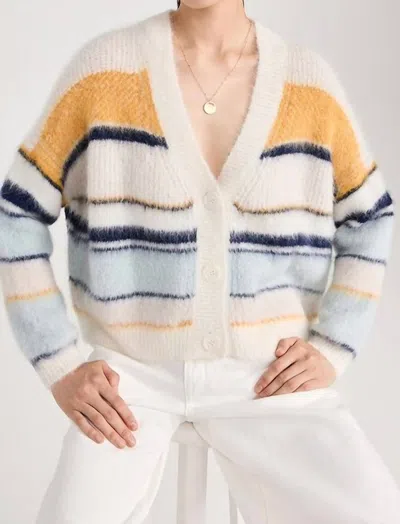Ba&sh Bity V-neck Stripe Cardigan In Bleu In White