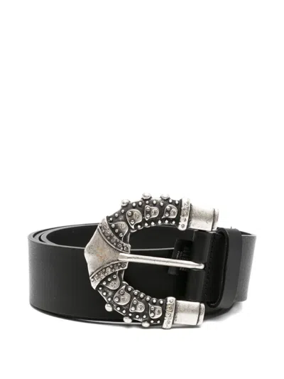 Ba&sh Blame Buckle Leather Belt In Black