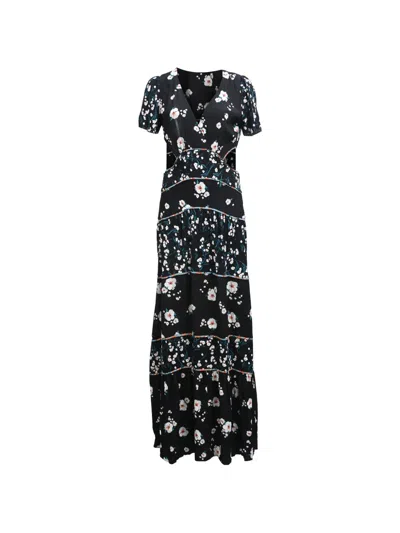 Pre-owned Ba&sh Blush Floral-print Maxi Dress In Black
