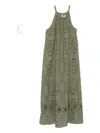Ba&sh Bonie Eyelet-embroidered Halterneck Dress In Green