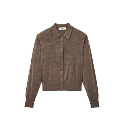 Ba&sh Boston Button-up Collared Cardigan In Brown