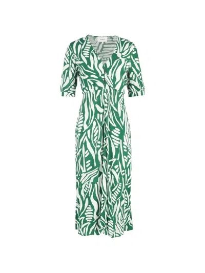 Pre-owned Ba&sh Botanical-print Wrap Dress In Green