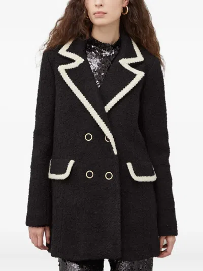 Ba&sh Bouclé Contrast-trim Jacket In Black