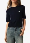 Ba&sh Brendo Embroidered Logo Wool Top