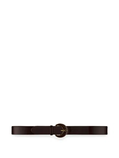 Ba&sh Brendon Crescent-buckle Leather Belt In Brown