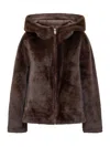 Ba&sh Brown  Eco Fur Hooded Jacket In Brown