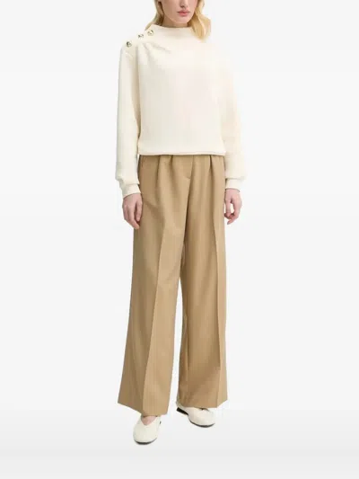 Ba&sh Button-detailed Mock-neck Top In White