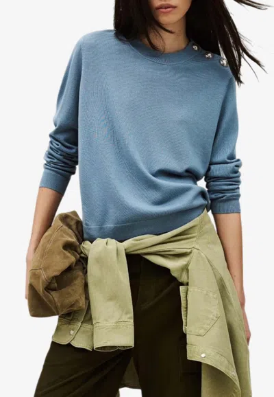 Ba&sh Byleil Knitted Wool Sweater In Blue
