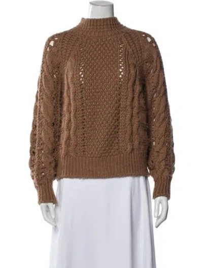 Pre-owned Ba&sh Cable Knit Mock Neck Sweater In Brown