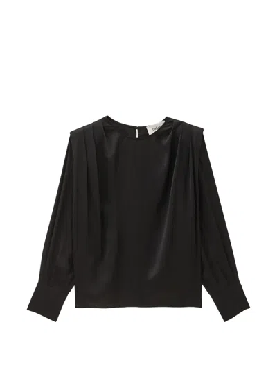 Ba&sh Cadie Pleated Long-sleeve Top In Black