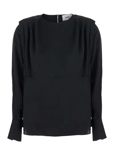 Ba&sh Ba & Sh Cadie Tech Fabric Button-up Shirt With Classic Collar In Black