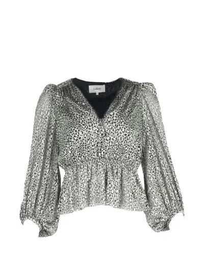 Pre-owned Ba&sh Caitlin Animal-print Blouse In White