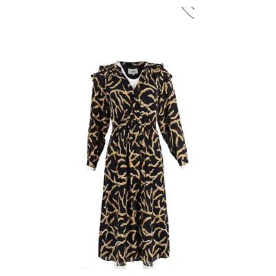 Ba&sh Ba & Sh Candice Printed Midi Dress In Black Viscose In Multi