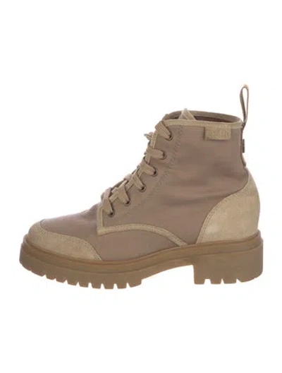 Pre-owned Ba&sh Canvas Combat Boots In Neutral