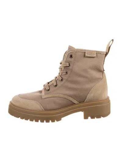 Pre-owned Ba&sh Canvas Lace-up Boots In Neutrals