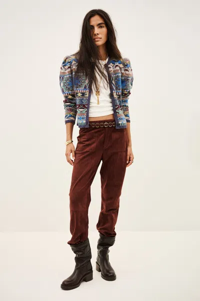 Ba&sh Geometric-pattern Puff-sleeve Cardigan In Multi
