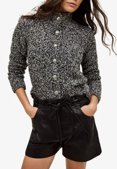Ba&sh Carla Reversible Knitted Cardigan In Gray