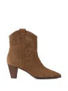 Ba&sh Casey Embroidered Western Ankle Boots In Brown