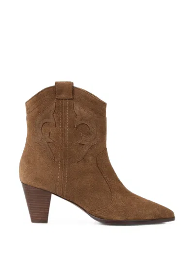 Ba&sh Casey Embroidered Western Ankle Boots In Brown
