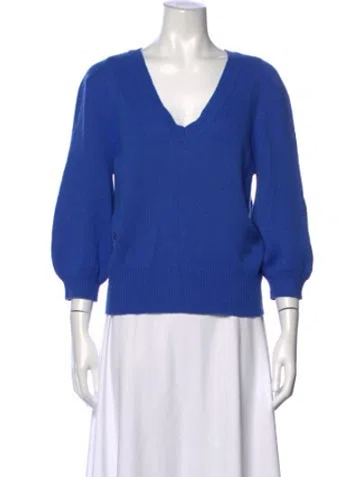 Pre-owned Ba&sh Cashmere V-neck Sweater In Blue