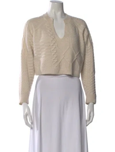 Pre-owned Ba&sh Cashmere V-neck Sweater In Neutral