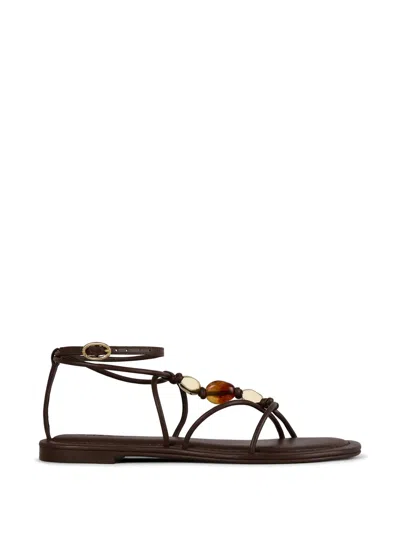 Ba&sh Caya Bead-embellished Strappy Sandals In Brown