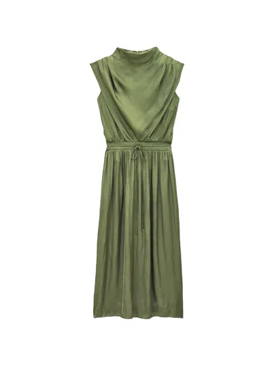 Ba&sh Celea Draped Drawstring-waist Midi Dress In Multi