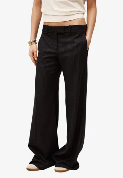 Ba&sh Cely Pinstripe Tailored Pants In Black