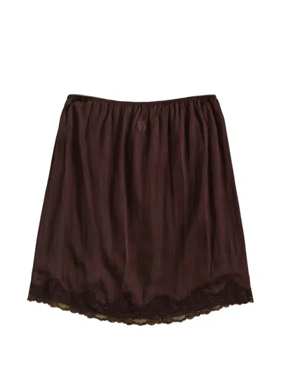 Ba&sh Cesaria Lace-trim Mini Skirt In Brown