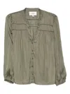 Ba&sh Cess Pleated Button-up Blouse In Green